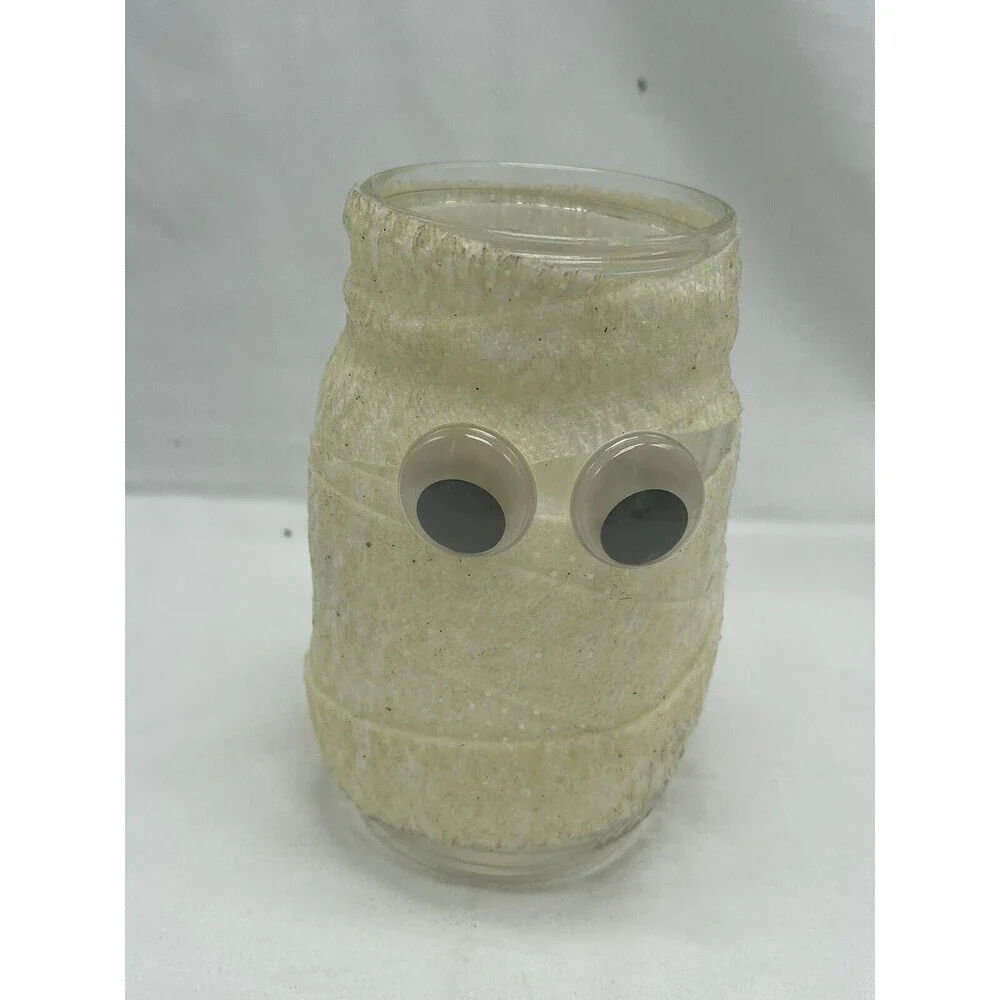 Halloween Mummy Luminaire Handmade Decorations Glass 6” Candle Not Included.